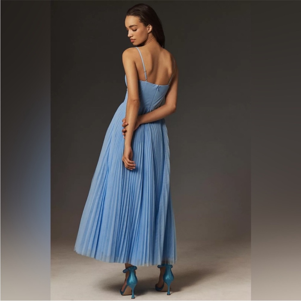 HUTCH AMARA BUSTIER PLEATED TULLE FIT & FLARE MIDI DRESS - Picture 2 of 6